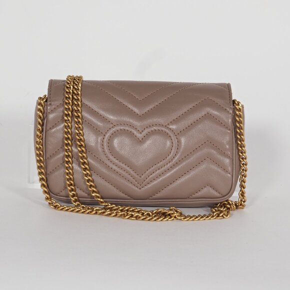 Gucci Mini GG Marmont Matelassé Leather Crossbody Bag in Taupe - Picture 5 of 13